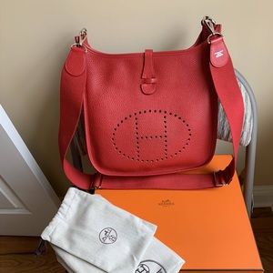 Hermès Evelyne PM Rouge Casaque palladium hardware